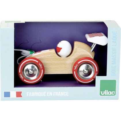 Voiture de course à trainer bois naturel